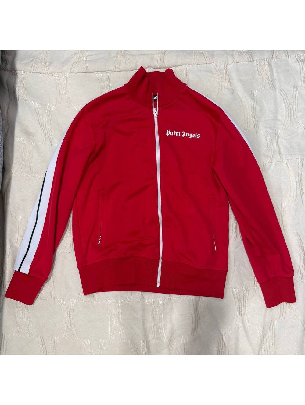 Palm Angels Men’s L Classic Track Jacket Red White Logo PMBD001C99FAB001